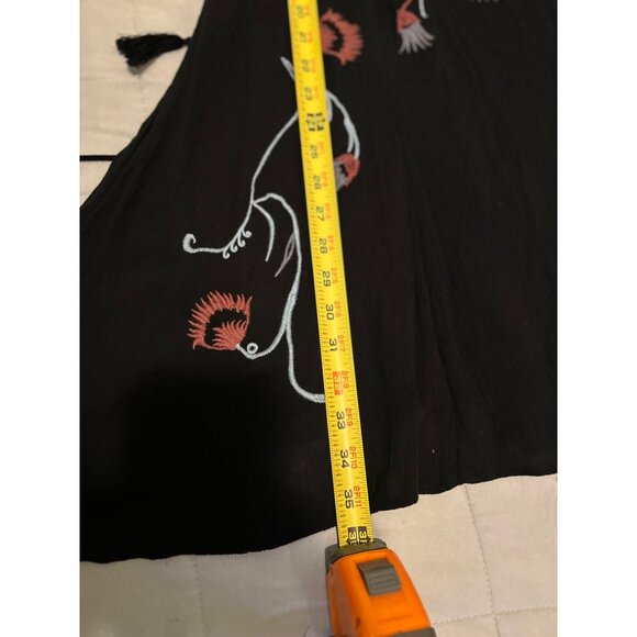 Intimately Free People Black Embroidered Boho Tassel Tunic Dress Sleeveless Keyh - Picture 6 of 16